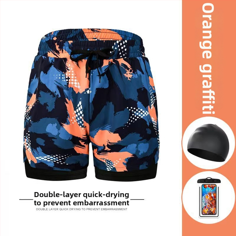 Vīriešu peldkostīms bokseru stilā ar divslāņu konstrukciju, ātri žūstoši, plus izmērs