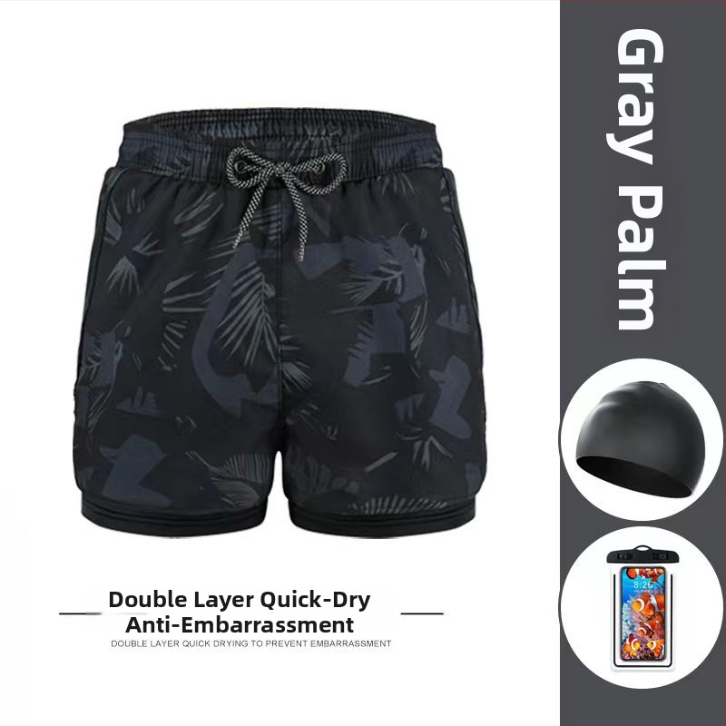 Vīriešu peldkostīms bokseru stilā ar divslāņu konstrukciju, ātri žūstoši, plus izmērs