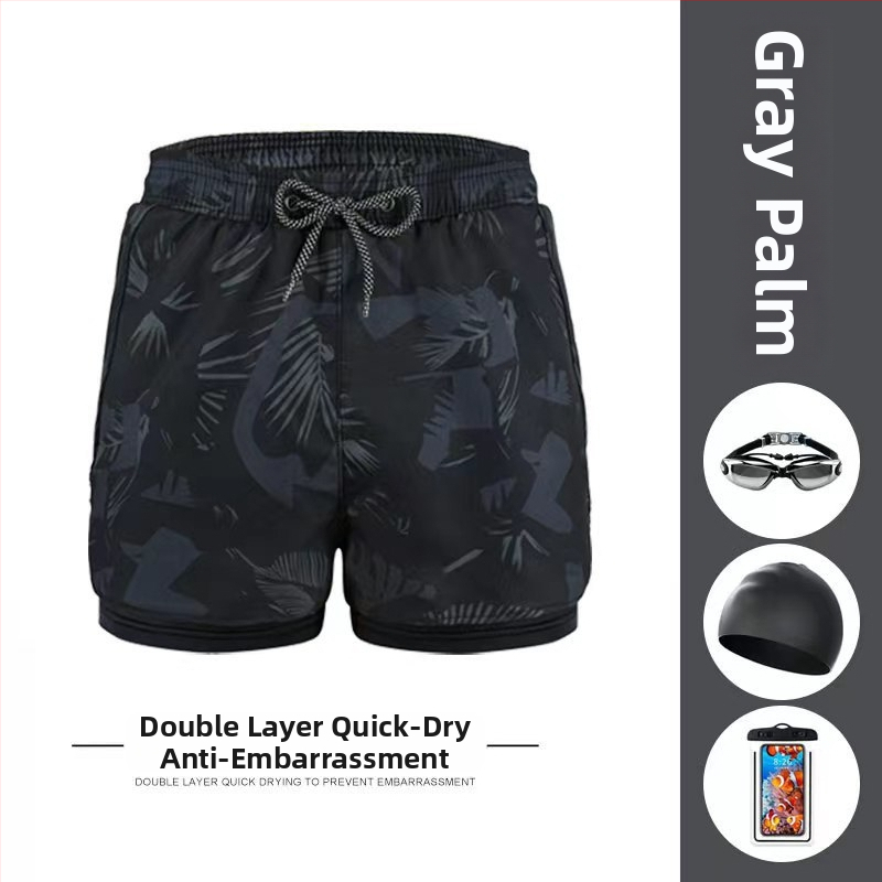 Vīriešu peldkostīms bokseru stilā ar divslāņu konstrukciju, ātri žūstoši, plus izmērs