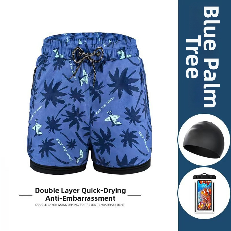 Vīriešu peldkostīms bokseru stilā ar divslāņu konstrukciju, ātri žūstoši, plus izmērs