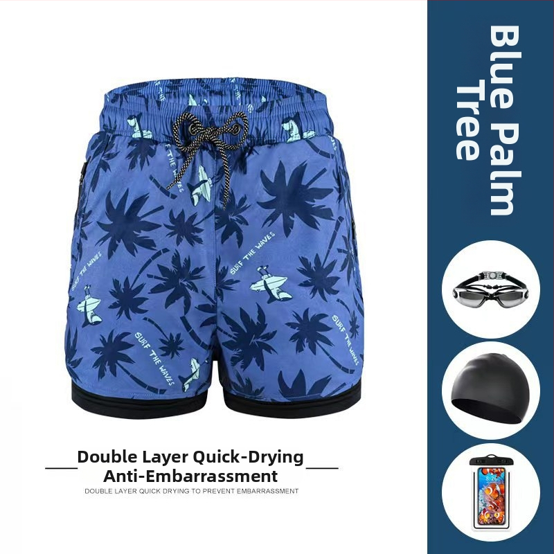 Vīriešu peldkostīms bokseru stilā ar divslāņu konstrukciju, ātri žūstoši, plus izmērs