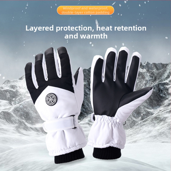 Slēpošanas cimdi no Oxford auduma, silti, ūdensnecaurlaidīgi, ar skārienjutīgu ekrānu