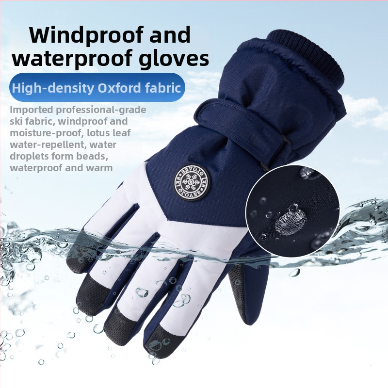 Lyžiarske rukavice z Oxford látky, teplé, vodotesné, s dotykovým displejom