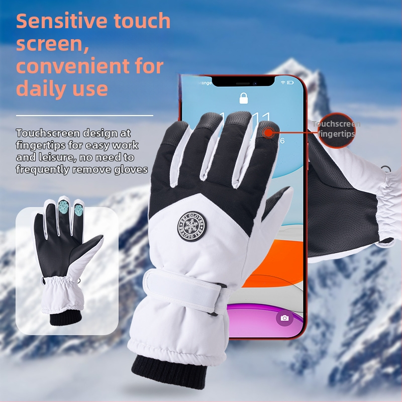Lyžiarske rukavice z Oxford látky, teplé, vodotesné, s dotykovým displejom