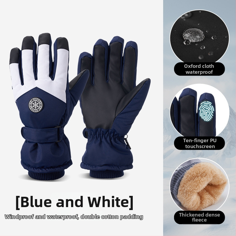 Slēpošanas cimdi no Oxford auduma, silti, ūdensnecaurlaidīgi, ar skārienjutīgu ekrānu