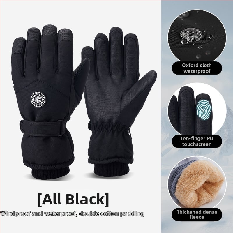 Slēpošanas cimdi no Oxford auduma, silti, ūdensnecaurlaidīgi, ar skārienjutīgu ekrānu