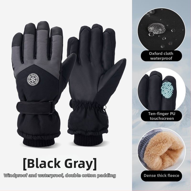 Slēpošanas cimdi no Oxford auduma, silti, ūdensnecaurlaidīgi, ar skārienjutīgu ekrānu