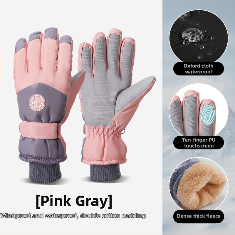 Slēpošanas cimdi no Oxford auduma, silti, ūdensnecaurlaidīgi, ar skārienjutīgu ekrānu