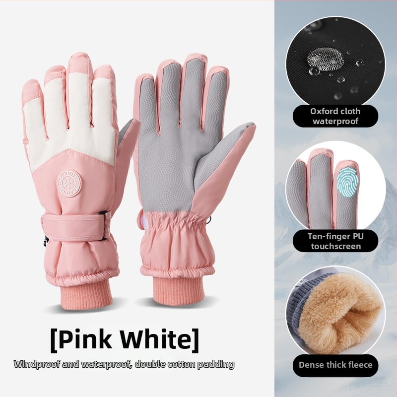 Slēpošanas cimdi no Oxford auduma, silti, ūdensnecaurlaidīgi, ar skārienjutīgu ekrānu