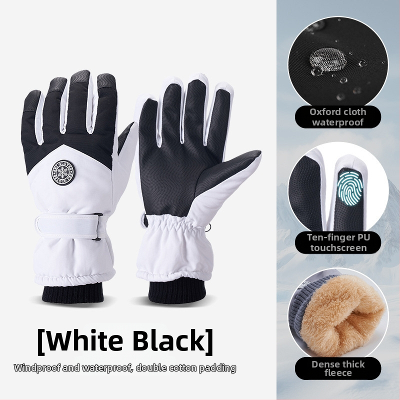 Slēpošanas cimdi no Oxford auduma, silti, ūdensnecaurlaidīgi, ar skārienjutīgu ekrānu