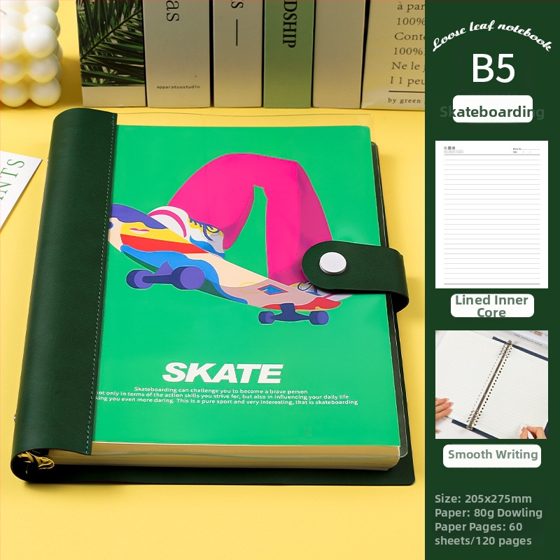 Mīksta vāka piezīmju grāmata ar noņemamiem lapām B5, 8 caurumiem, 60 lapu, Daolin papīrs