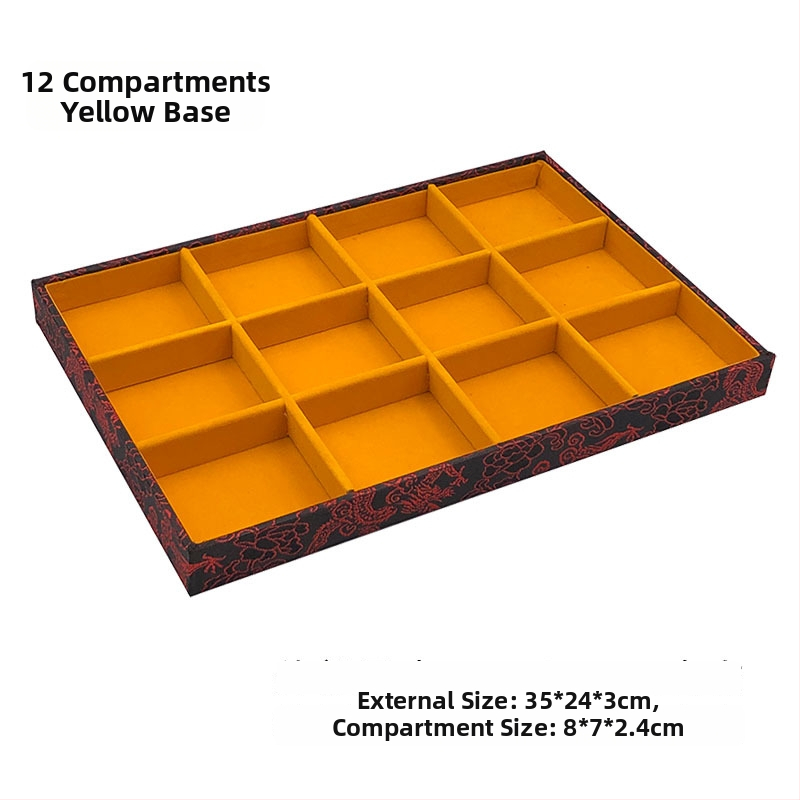 Vienas daļas juvelierizstrādājumu demonstrēšanas plāksne ar 125 nodalījumiem; materiāls: presēta koka plāksne; antīkā stilā; savienojuma konstrukcija