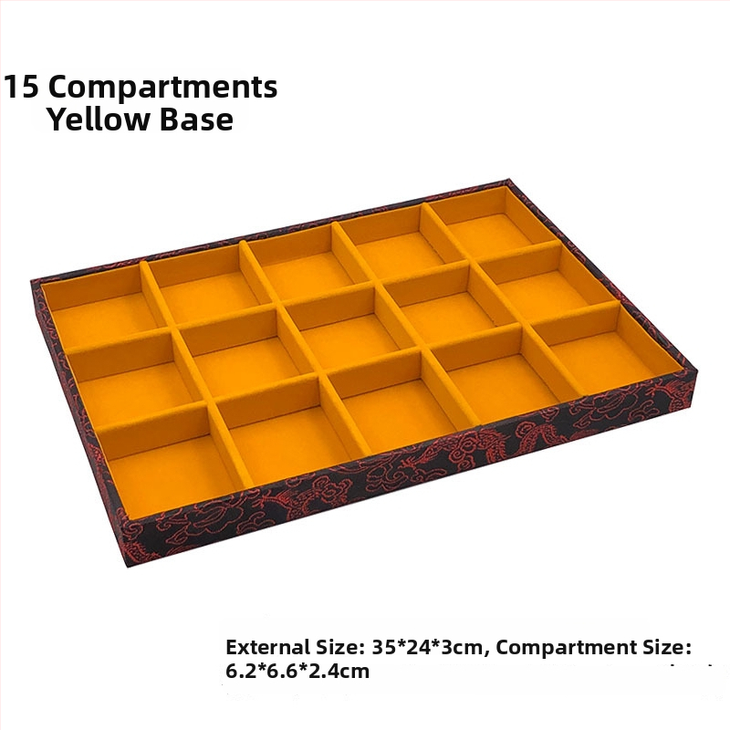 Vienas daļas juvelierizstrādājumu demonstrēšanas plāksne ar 125 nodalījumiem; materiāls: presēta koka plāksne; antīkā stilā; savienojuma konstrukcija