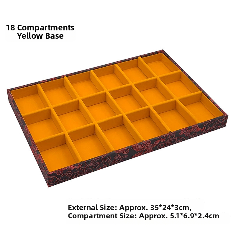 Vienas daļas juvelierizstrādājumu demonstrēšanas plāksne ar 125 nodalījumiem; materiāls: presēta koka plāksne; antīkā stilā; savienojuma konstrukcija