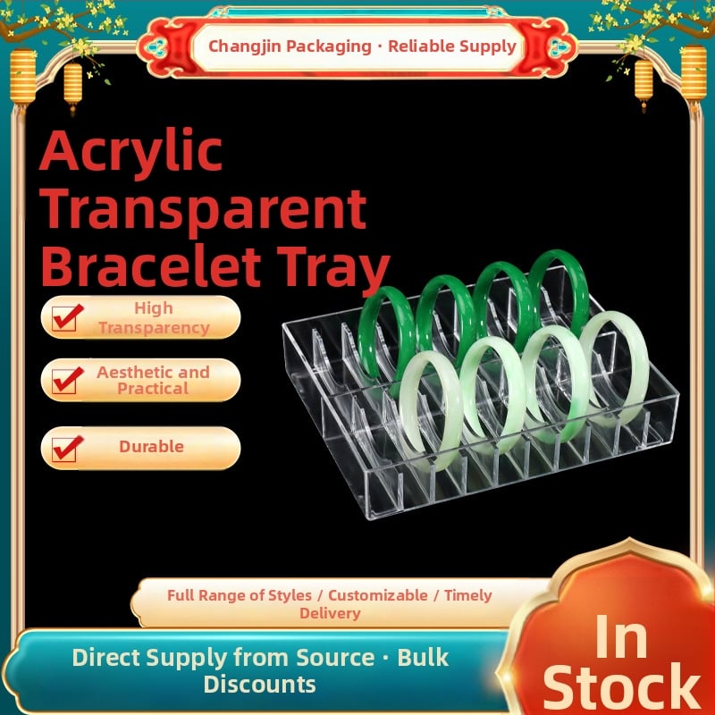 Visu vienā rotaslietu displeja statīvs ar caurspīdīgu akrila korpusu un koka pamatu, vienu līmeni, augstas kvalitātes stils