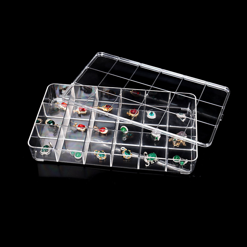 Visu vienā rotaslietu displeja statīvs ar caurspīdīgu akrila korpusu un koka pamatu, vienu līmeni, augstas kvalitātes stils