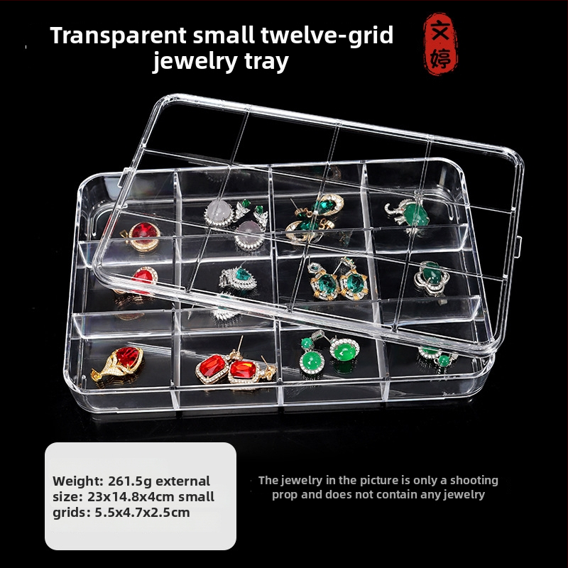 Visu vienā rotaslietu displeja statīvs ar caurspīdīgu akrila korpusu un koka pamatu, vienu līmeni, augstas kvalitātes stils