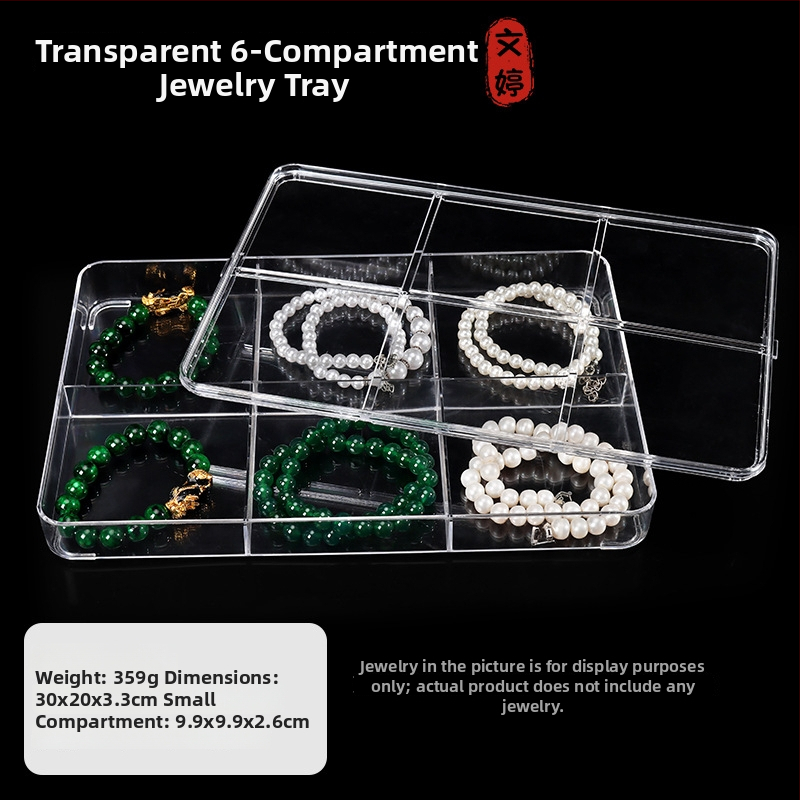 Visu vienā rotaslietu displeja statīvs ar caurspīdīgu akrila korpusu un koka pamatu, vienu līmeni, augstas kvalitātes stils