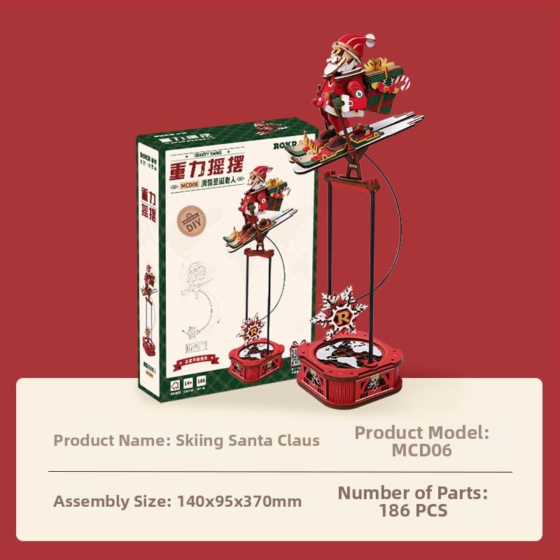 Дървена DIY коледна джинджифенова къщичка със миниатюрна сцена и блокчета — за възраст 15–35, марка Robotime