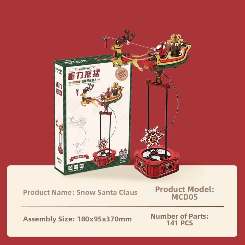 Дървена DIY коледна джинджифенова къщичка със миниатюрна сцена и блокчета — за възраст 15–35, марка Robotime