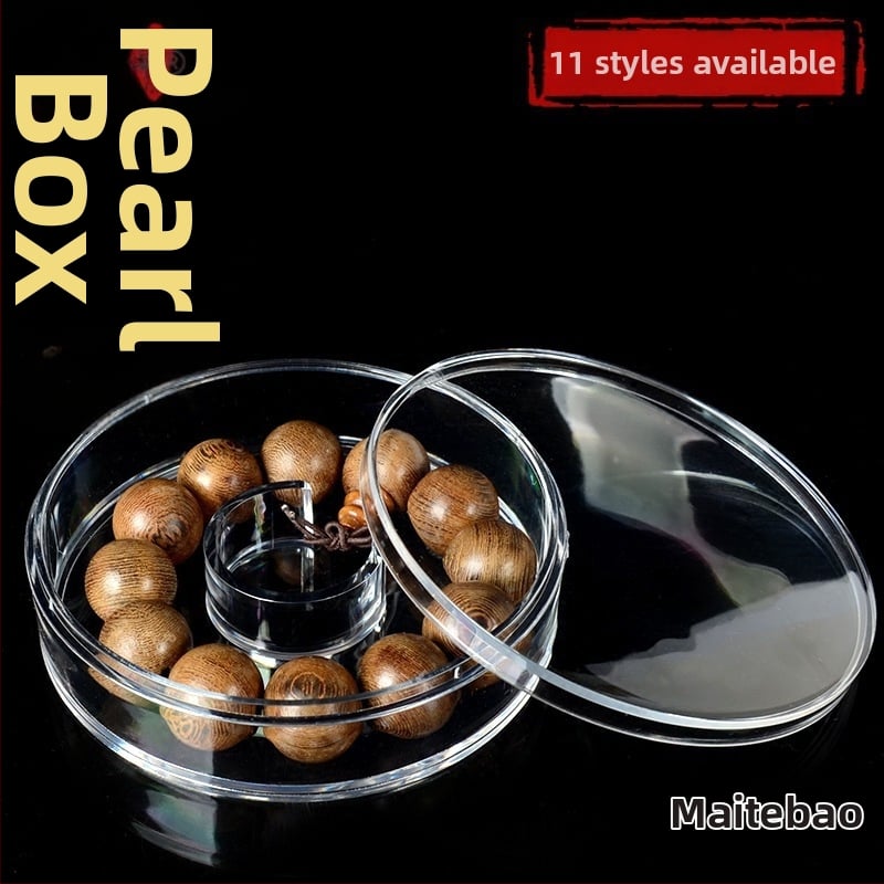 Kutija za izlaganje nakita – Prozirna akrilna kutija, otporna na prašinu, kvadratnog/okruglog oblika, za narukvice i Buddha perle