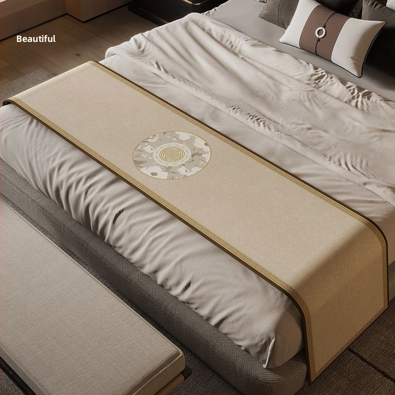 Új kínai stílusú ágyvégi törölköző, vízálló, poliészter, táj mintázat, hotel stílusban, Domeya