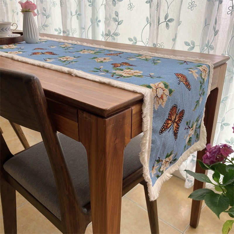 Față de masă cu model floral, stil retro, material amestec poliester-bumbac (60% poliester, 40% bumbac), potrivit pentru sufragerie, dormitor, birou, spații exterioare