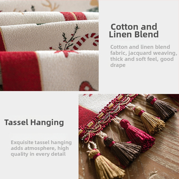 Yingchuang Jacquard Poliester Steag de masă cu Motive de Crăciun: Om de zăpadă și Ren cu ciucuri – Model Cartoon, Compoziție 90/10 Poliester, Decor pentru living/dormitor/birou