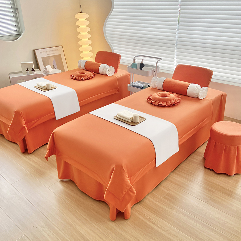 Prekrivač za krevet za kozmetički salon, četiri komada u laganom luksuznom stilu (Materijal: Dutch; Pletenje: Twill; Tisak i boja: Reaktivni tisak i bojanje; Težina: 2000–2500 g; Sezone: sve sezone)