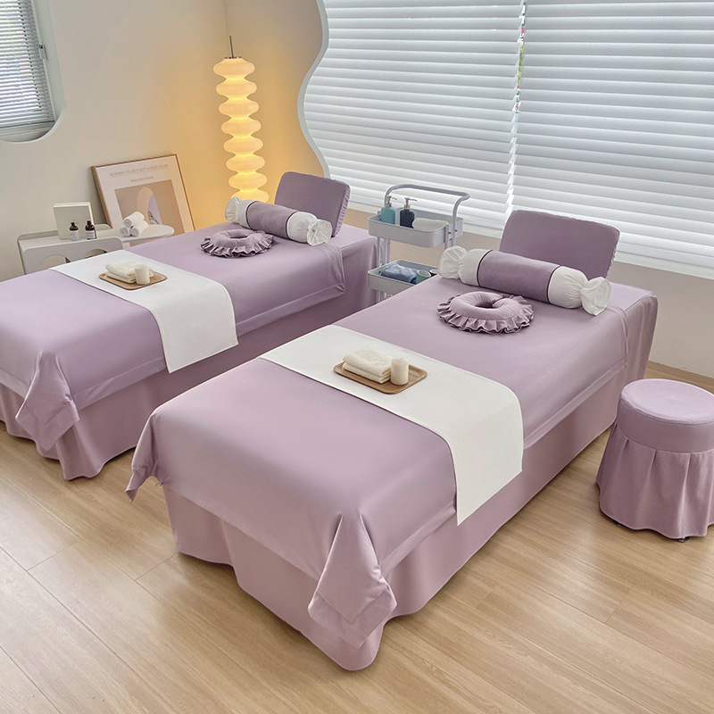 Prekrivač za krevet za kozmetički salon, četiri komada u laganom luksuznom stilu (Materijal: Dutch; Pletenje: Twill; Tisak i boja: Reaktivni tisak i bojanje; Težina: 2000–2500 g; Sezone: sve sezone)