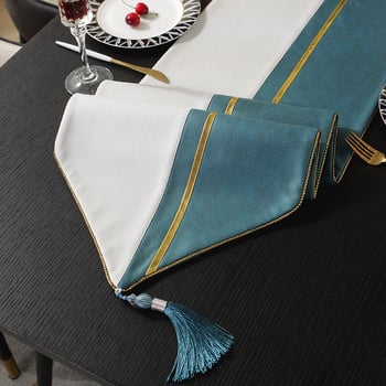 Steag decorativ pentru masă - stil modern lux, material imitație bumbac și in, model vânt chinezesc, personalizabil, potrivit pentru living, birou, spații comerciale