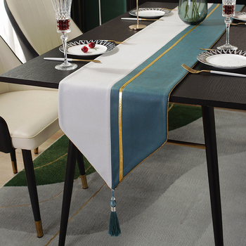 Steag decorativ pentru masă - stil modern lux, material imitație bumbac și in, model vânt chinezesc, personalizabil, potrivit pentru living, birou, spații comerciale