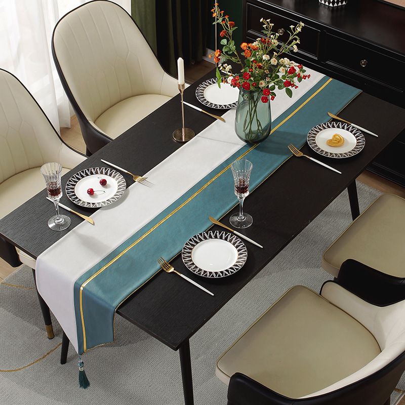 Steag decorativ pentru masă - stil modern lux, material imitație bumbac și in, model vânt chinezesc, personalizabil, potrivit pentru living, birou, spații comerciale