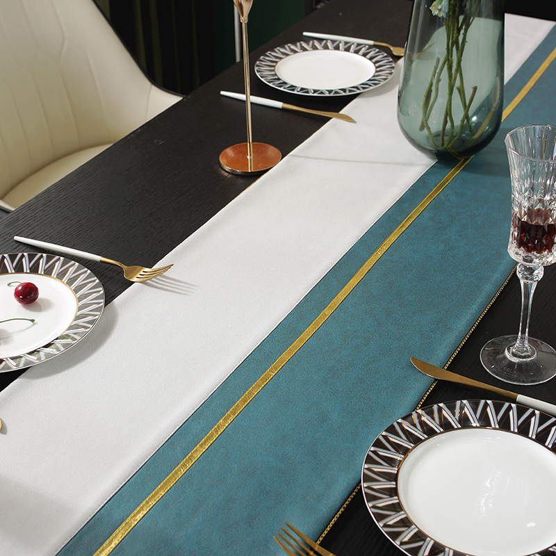 Steag decorativ pentru masă - stil modern lux, material imitație bumbac și in, model vânt chinezesc, personalizabil, potrivit pentru living, birou, spații comerciale