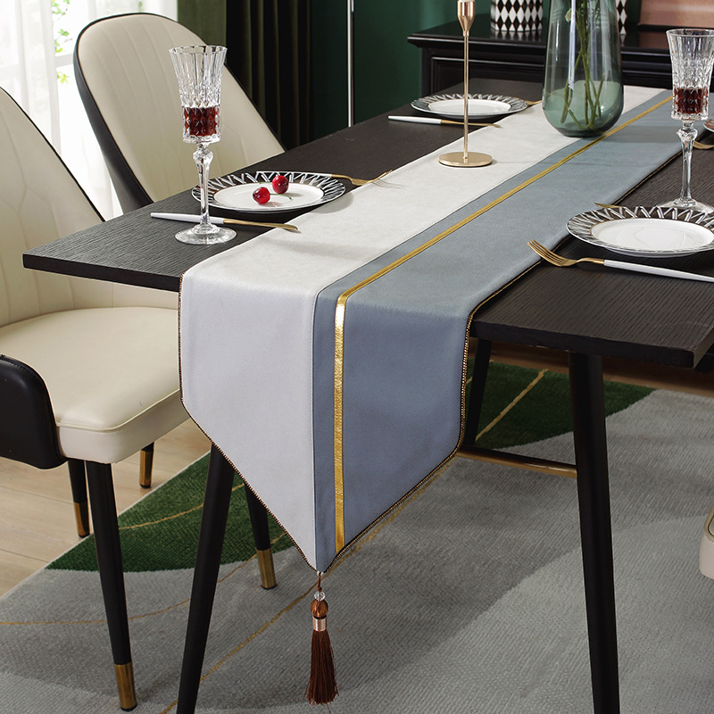 Steag decorativ pentru masă - stil modern lux, material imitație bumbac și in, model vânt chinezesc, personalizabil, potrivit pentru living, birou, spații comerciale