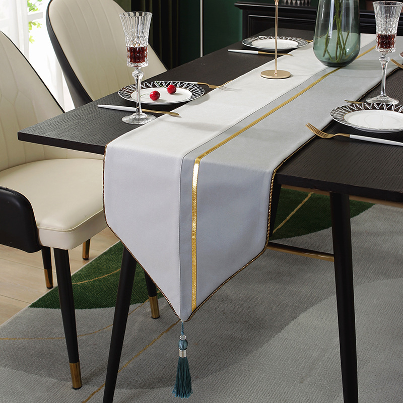 Steag decorativ pentru masă - stil modern lux, material imitație bumbac și in, model vânt chinezesc, personalizabil, potrivit pentru living, birou, spații comerciale