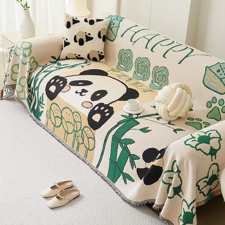 Husă de canapea pentru trei locuri, cu model desen animat geometric, acoperire completă, husă antiderapantă pentru perne