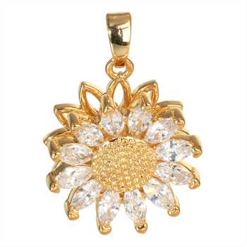 Colier cu pandantiv rotativ din cupru, floare de soare, formă de floare și frunză, electroplacare, stil natură