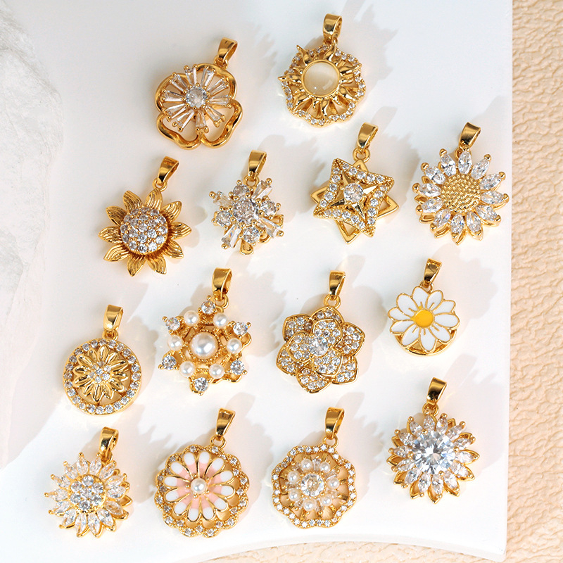 Colier cu pandantiv rotativ din cupru, floare de soare, formă de floare și frunză, electroplacare, stil natură