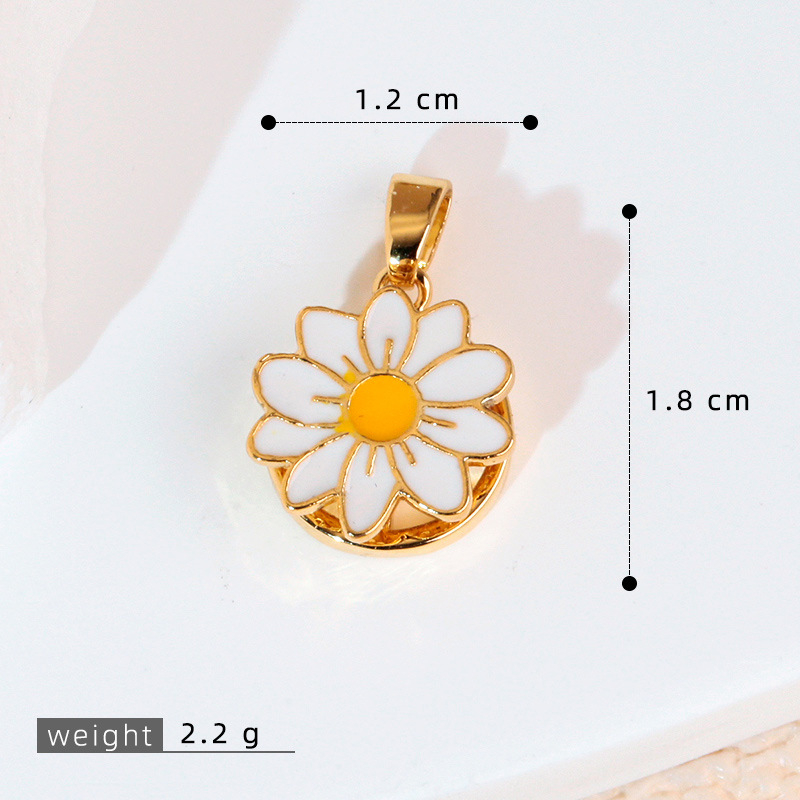 Colier cu pandantiv rotativ din cupru, floare de soare, formă de floare și frunză, electroplacare, stil natură