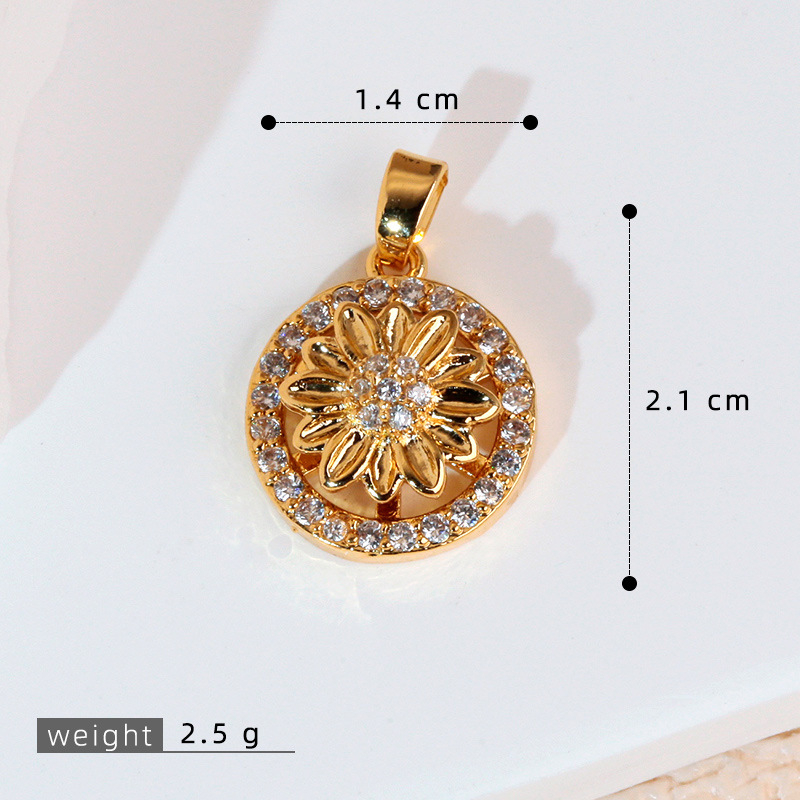 Colier cu pandantiv rotativ din cupru, floare de soare, formă de floare și frunză, electroplacare, stil natură