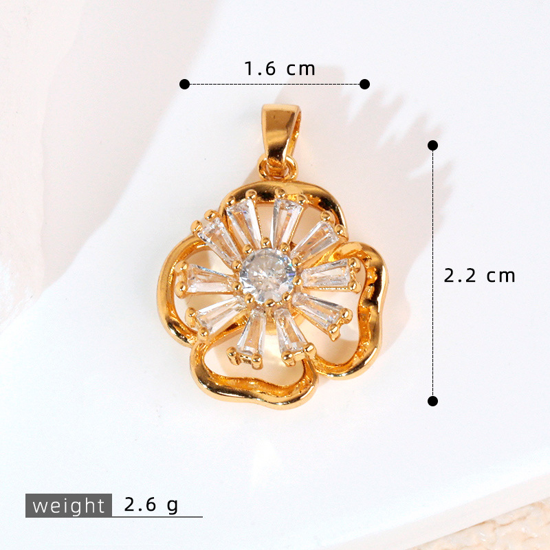 Colier cu pandantiv rotativ din cupru, floare de soare, formă de floare și frunză, electroplacare, stil natură