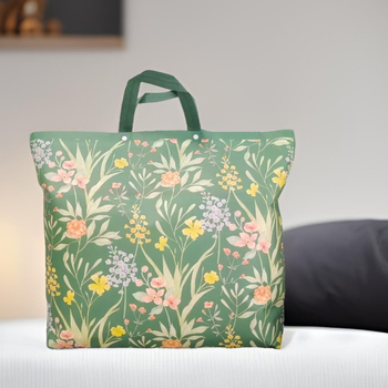 Laminuotos PP neausto audinio patalynės laikymo krepšys su logotipo spauda, silk-screen spausdinimas, snap uždarymas, dugnas ir šonai