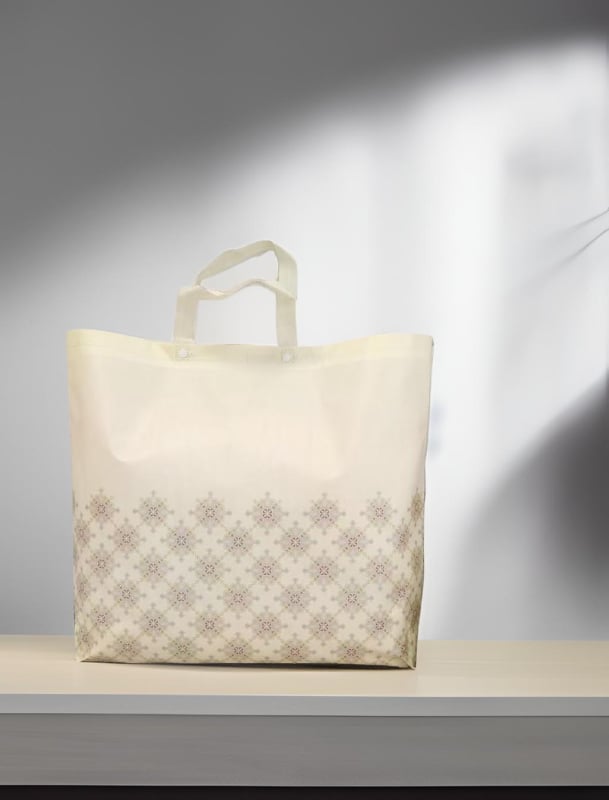 Laminuotos PP neausto audinio patalynės laikymo krepšys su logotipo spauda, silk-screen spausdinimas, snap uždarymas, dugnas ir šonai