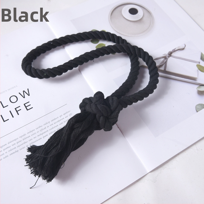 Mingqi aizkaru josta, rokām pīti auklas, kokvilnas un lina maisījums, pielāgojama, moderns minimālisma stils