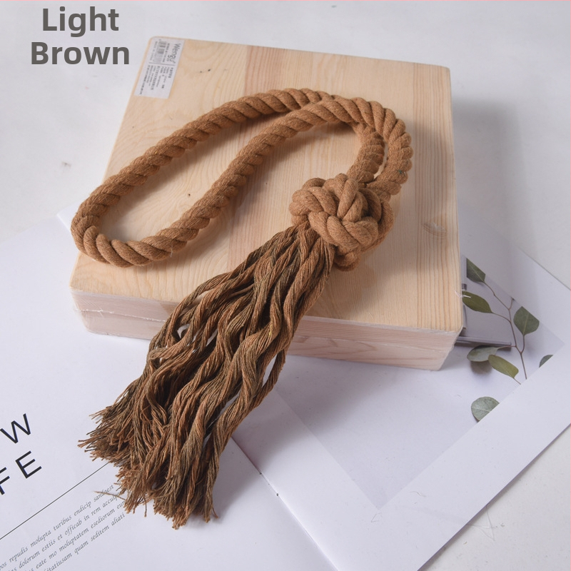 Mingqi aizkaru josta, rokām pīti auklas, kokvilnas un lina maisījums, pielāgojama, moderns minimālisma stils