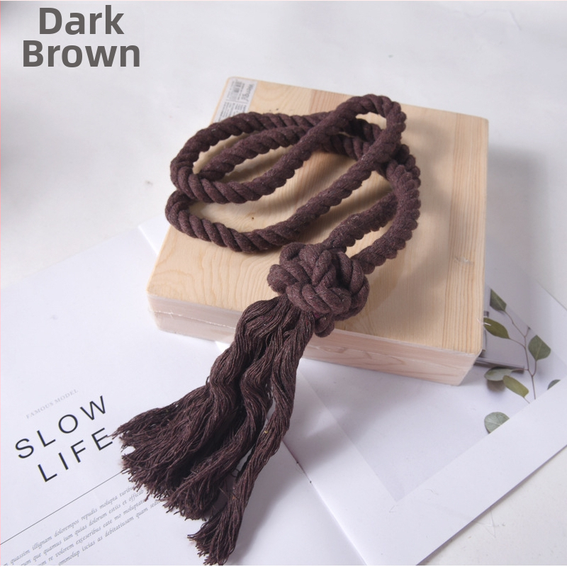 Mingqi aizkaru josta, rokām pīti auklas, kokvilnas un lina maisījums, pielāgojama, moderns minimālisma stils