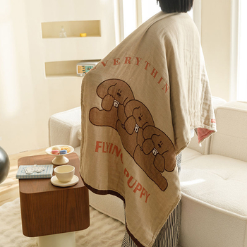 Japāņu stila karikatūras kokvilnas vannas dvielis, četrslāņu marle no kokvilnas un lina, 120D diegi, svars 100–120 g, šuve apkārt, pielāgota apstrāde