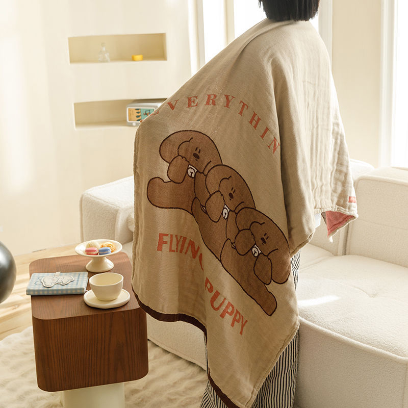 Japāņu stila karikatūras kokvilnas vannas dvielis, četrslāņu marle no kokvilnas un lina, 120D diegi, svars 100–120 g, šuve apkārt, pielāgota apstrāde