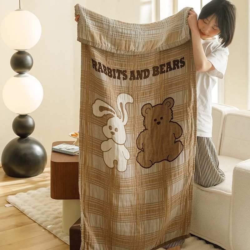 Japāņu stila karikatūras kokvilnas vannas dvielis, četrslāņu marle no kokvilnas un lina, 120D diegi, svars 100–120 g, šuve apkārt, pielāgota apstrāde